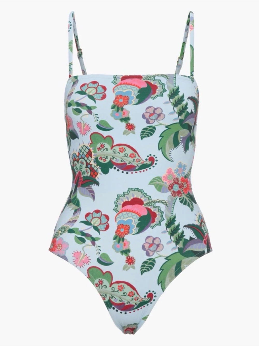 Hill House Gianna One Piece Swimsuit in Light Blue Jungle Floral, size XXL